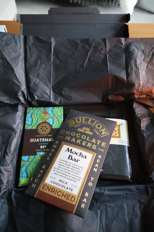 Letterbox Chocolate Box Open with 3 bars